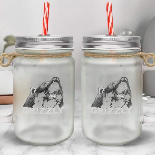 Grizzly Bear Mason Jar Cups