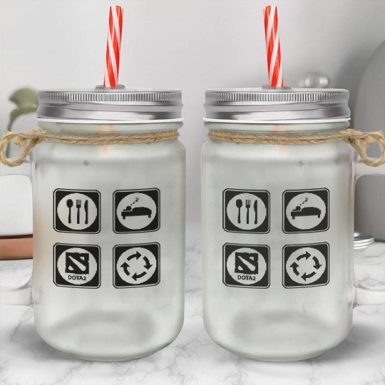 Eat Sleep DOTA2 Repeat Mason Jar Cups