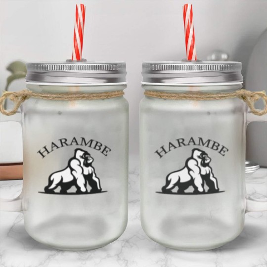 RIP Harambe Mason Jar Cups