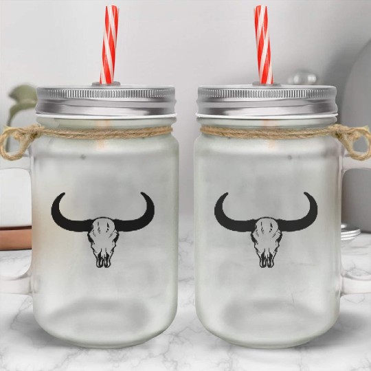 buffalo skull Mason Jar Cups