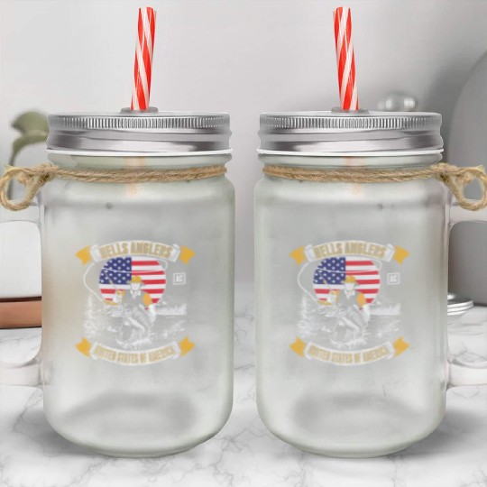 HELLS ANGLERS USA fishermen angler used look Mason Jar Cups