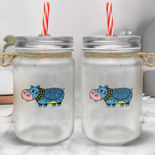 hippo Mason Jar Cups