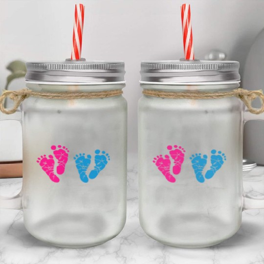 Twin Baby Feet - Pregnancy - Maternity - Mom to be Mason Jar Cups