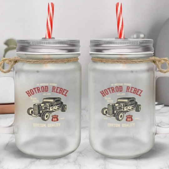 Hot Rod Rebel Mason Jar Cups