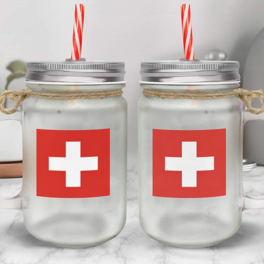 flag switzerland Mason Jar Cups