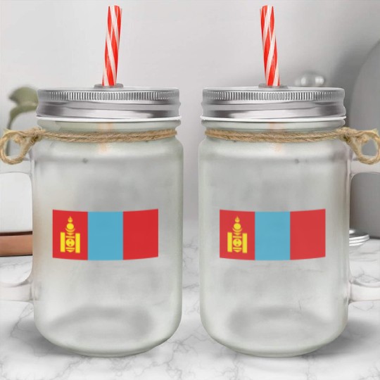 flag mongolia Mason Jar Cups