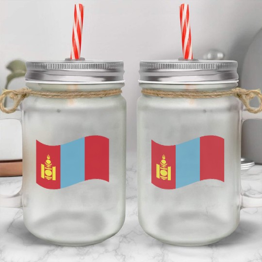 flag mongolia Mason Jar Cups