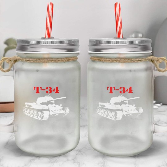 T 34 Soviet Russin World War II Tank Mason Jar Cups