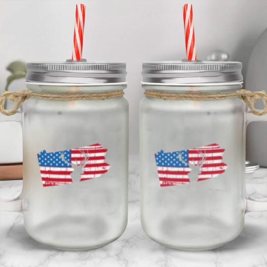 American Flag Pennsylvania Deer Hunting Mason Jar Cups