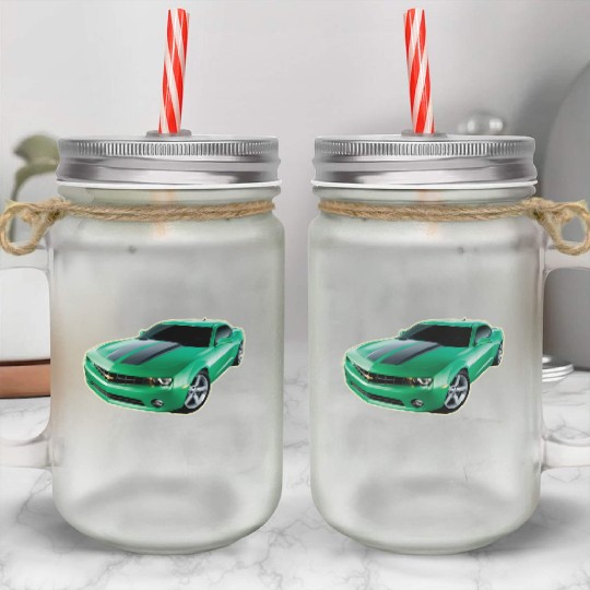 GREEN CHEVY CAMARO Mason Jar Cups