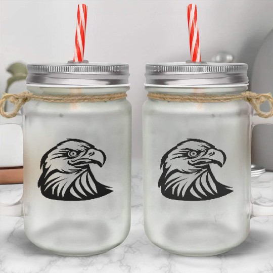Eagle head tattoo style Mason Jar Cups