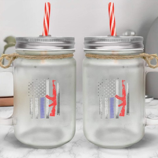 American Gun Lover Flag Mason Jar Cups