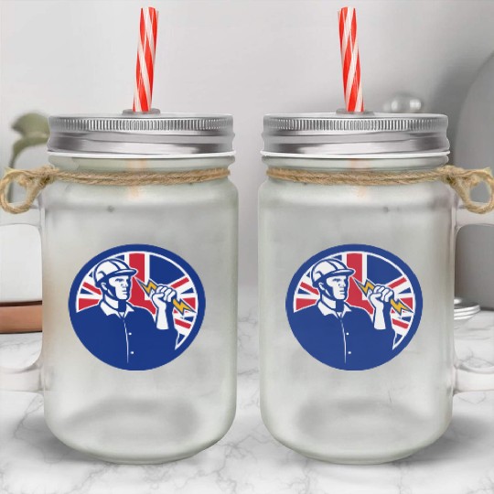 British Power Lineman Mason Jar Cups