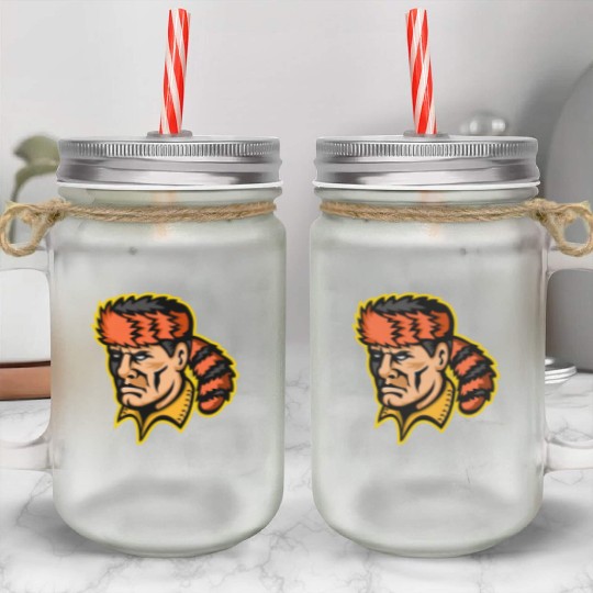 Davy Crockett Mascot Mason Jar Cups