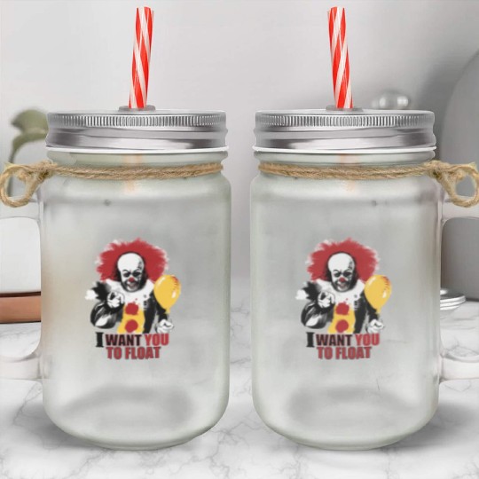 Creepy Pennywise LIGHT Version Art Character Mason Jar Cups