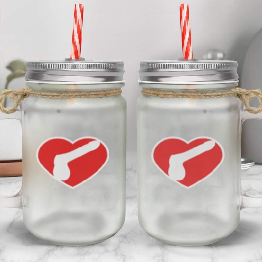 logo i love heart gay gay cock lover penis big man Mason Jar Cups