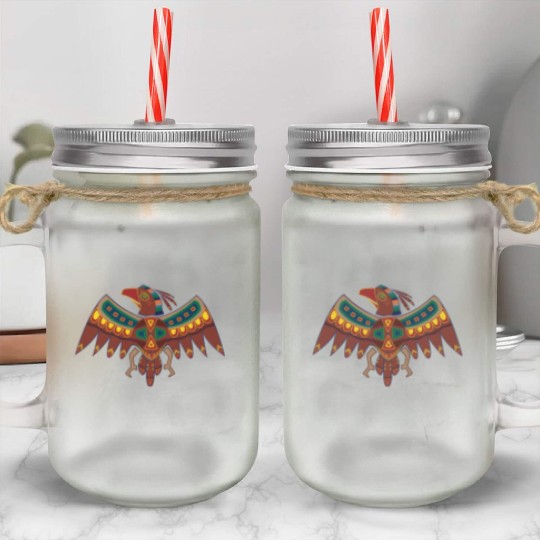 Native American Zodiac Falcon-1 (Aries) Mason Jar Cups
