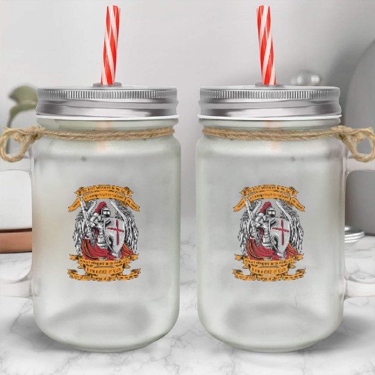 Knight templar I am a child of God Mason Jar Cups Halloween
