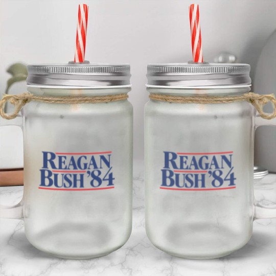 Reagan Bush '84 Mason Jar Cups