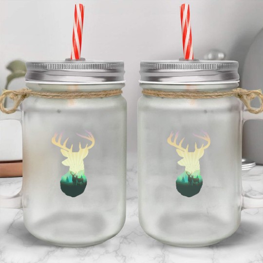 Deer Family In The Forest Unisex Cool Mason Jar Cups
