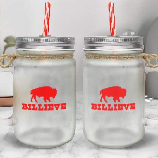 Bills Mafia Billieve - Buffalo Football Mason Jar Cups