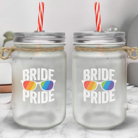 Bride Pride Bachelorette Party Mason Jar Cups LGBT Pride Lesbian