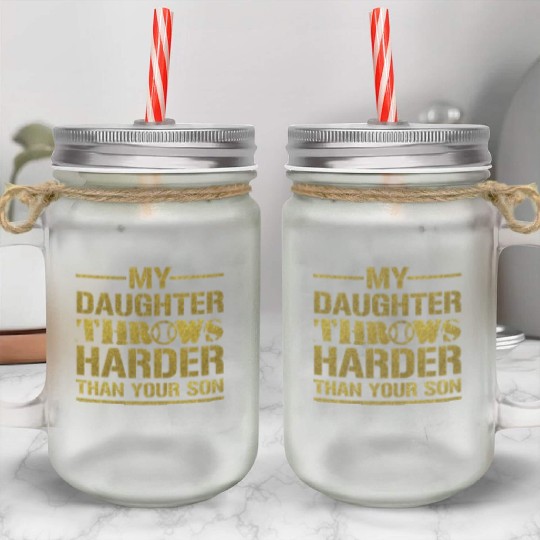 Softball Dad Saying Funny Sport Daddy Mason Jar Cups Gift