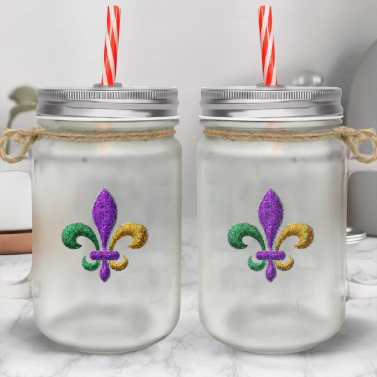 Mardi Gras New Orleans SaintsFleur De Lis Bling Mason Jar Cups