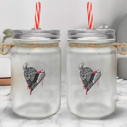 Viking Warrior | Raven Odin Valhalla Valknut Loki Mason Jar Cups