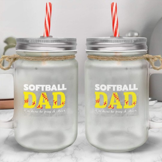 softball dad Mason Jar Cups