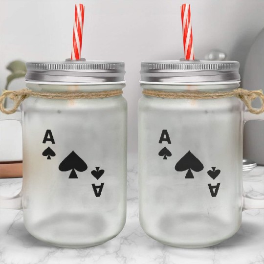 Card game Ace of spades Mason Jar Cups