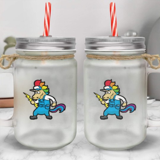 UNICORN ELECTRICIAN Electricity Lineman Wire Mason Jar Cups