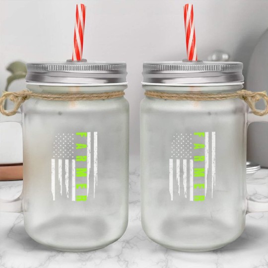 Tractor farmer america Mason Jar Cups