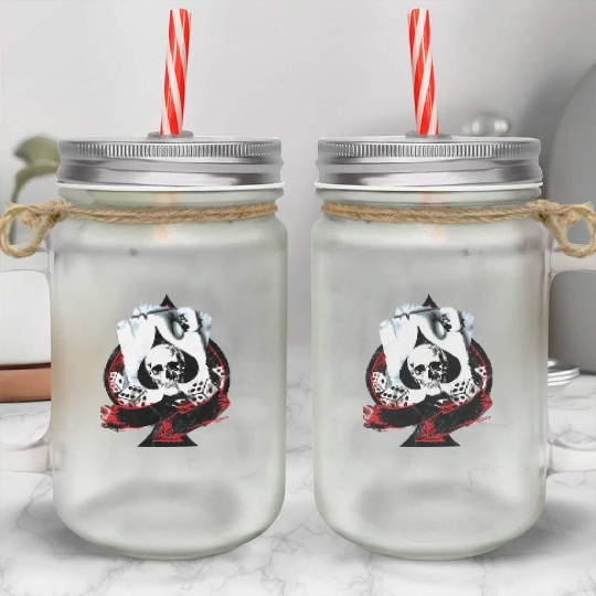 Scorched Ace Of Spades Poker Dice Skull Mason Jar Cups