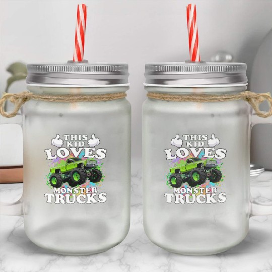 This Kid Loves Monster Trucks Mason Jar Cups