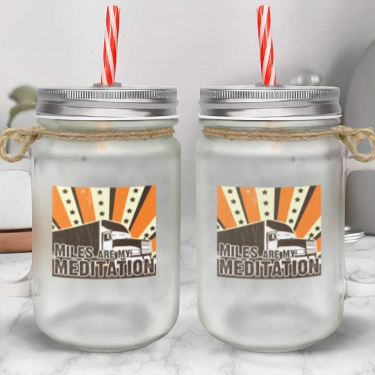 Truck Driver Load Miles Happy Trucker Road Runner Mason Jar Cups