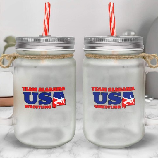 team Albm usa wrestling med hr Mason Jar Cups