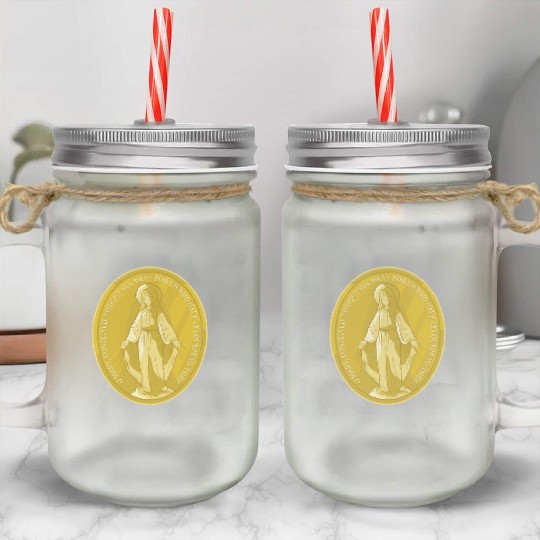 Miraculous medal of virgin mary catholic christian Mason Jar Cups