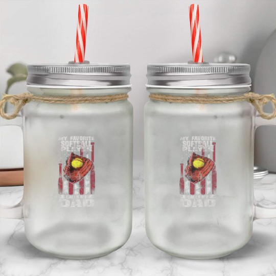 softball dad Mason Jar Cups for men - softball dad gifts