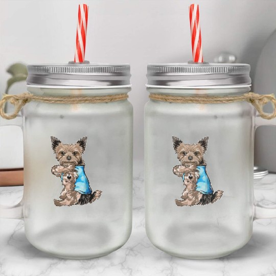 Yorkie Dog Tattoo I Love Mom Mothers Day Gifts T S Mason Jar Cups