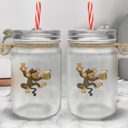 DRUNK MONKEY Beer Mason Jar Cups