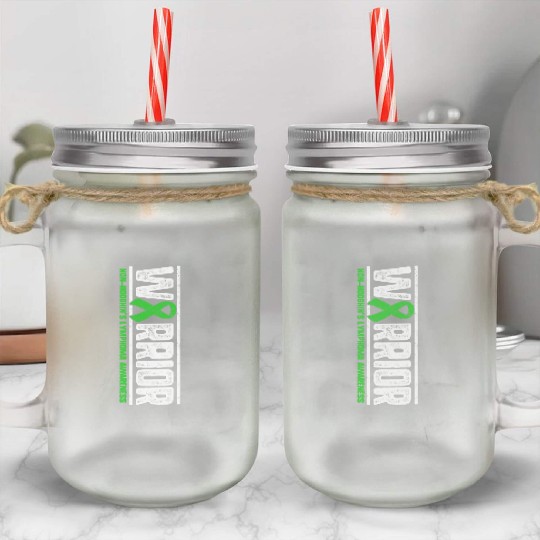 Non Hodgkins Lymphoma Warrior Heart Ribbon Lime Mason Jar Cups