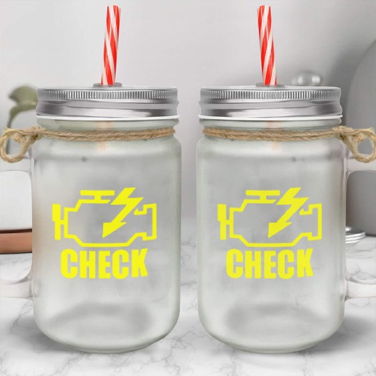 Mechanic Auto Repair Check Engine Light Mason Jar Cups