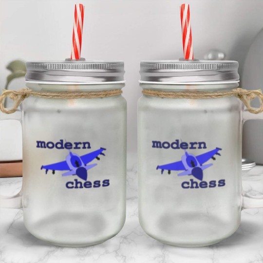 modern chess in royal blue Mason Jar Cups