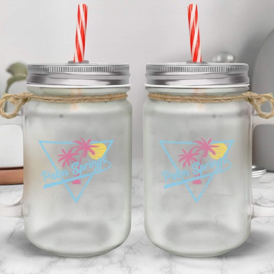 Palm Springs Vintage Retro 1975 Mason Jar Cups