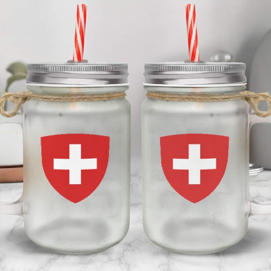 Swiss Switzerland Flag Swiss Cross Alps Mason Jar Cups