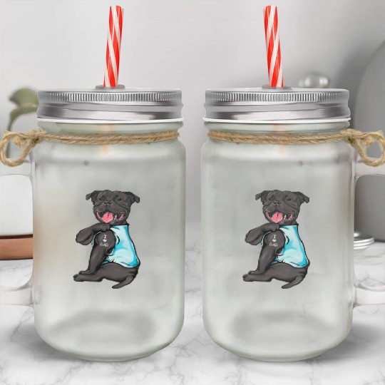 Staffordshire Bull Terrier Tattoos I Love Dad Sitt Mason Jar Cups