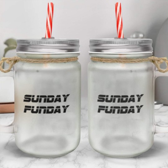Sunday Funday Football Funny Mason Jar Cups