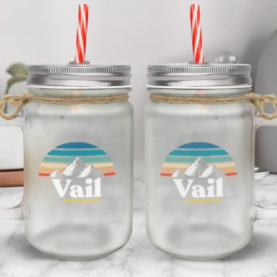 Vail Colorado Usa Ski Resort 1980S Retro Gift Mason Jar Cups