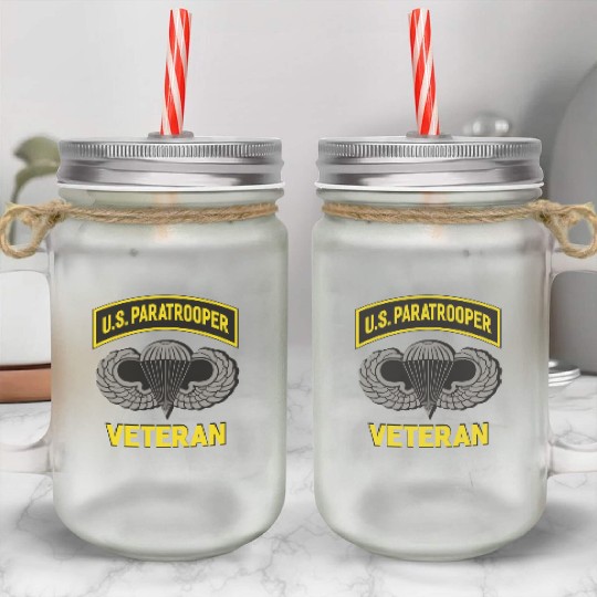 Us Paratrooper Airborne Division Army Veteran Mason Jar Cups